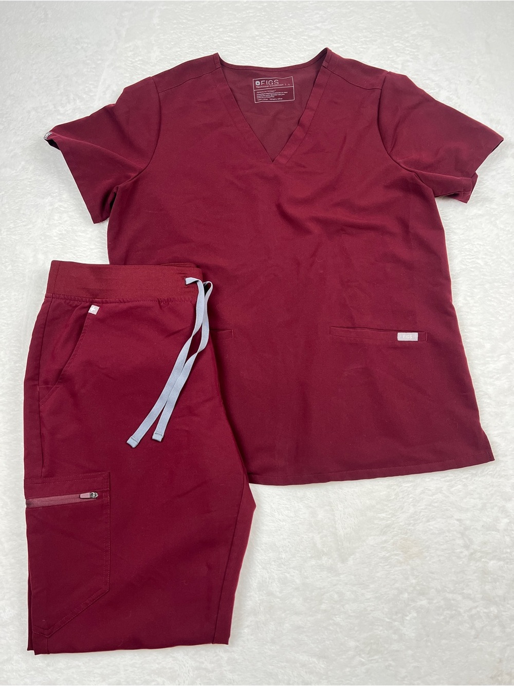 Figs Set Burgundy Casma Scrub Top Zamora Joggers L